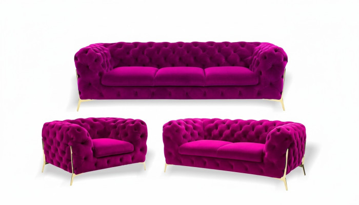 Projektant Chesterfield Zestaw sofowy Sofa Kanapa Podkładka Zestaw w Aksamicie 3+2+1 miejsce do siedzenia