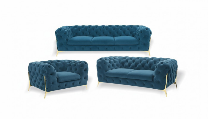 Luksusowy zestaw Chesterfield Podkładka sofowy w Aksamicie 3+2 miejsce siedzące Couch Set Ustaw