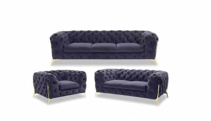 Chesterfield Couch Podkładka Siedziba Ustawić 3+1+1 miejsce siedzące Aksamit Designer Couches Nowość