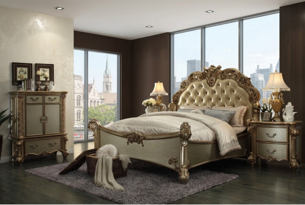Design Luxury Sypialnia Zestaw Łóżko 2x Szafki nocne Deko Kredens Ustawić