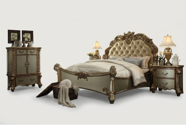 Design Luxury Sypialnia Zestaw Łóżko 2x Szafki nocne Deko Kredens Ustawić
