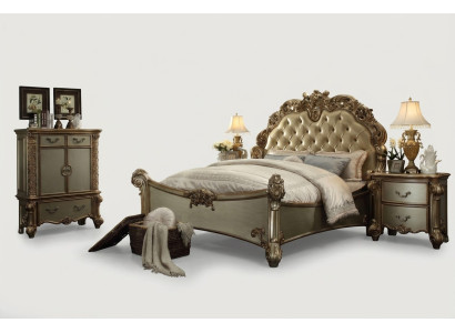 Design Luxury Sypialnia Zestaw Łóżko 2x Szafki nocne Deko Kredens Ustawić