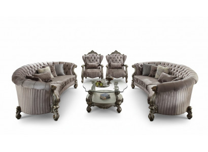 Wyjątkowy zestaw luksusowych mebli Chesterfield 4 sztuki. 2x sofa + 2x fotel