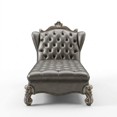 Szezlong Chesterfield szezlong Skóra sofa Relaks srebrny barok
