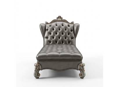 Szezlong Chesterfield szezlong Skóra sofa Relaks srebrny barok