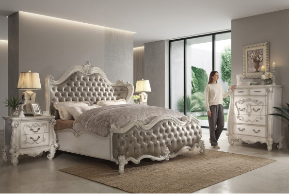 Design Luxury Sypialnia Zestaw Łóżko Deko 2x Szafki nocne Kredens Ustawić