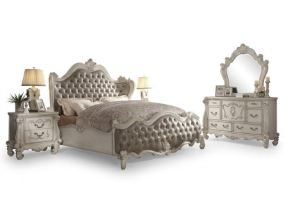 Design Luxury Sypialnia Zestaw Łóżko Deko 2x Szafki nocne Kredens Ustawić