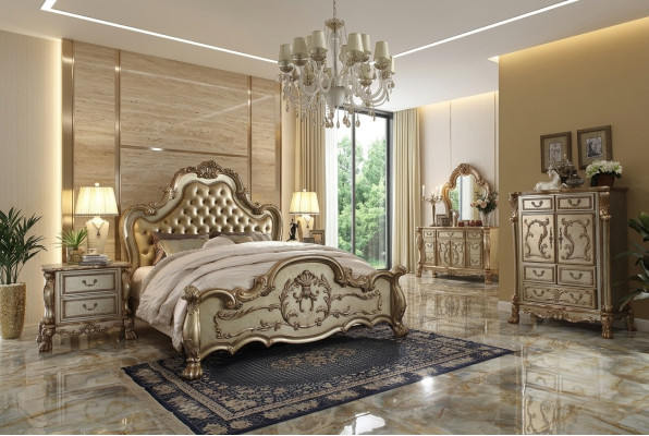Łóżko 2x Stolik nocny 3 szt. Sypialnia Zestaw Designerskiego Luksusowego łóżka Chesterfield