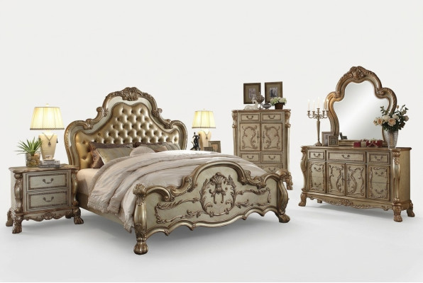 Łóżko 2x Stolik nocny 3 szt. Sypialnia Zestaw Designerskiego Luksusowego łóżka Chesterfield