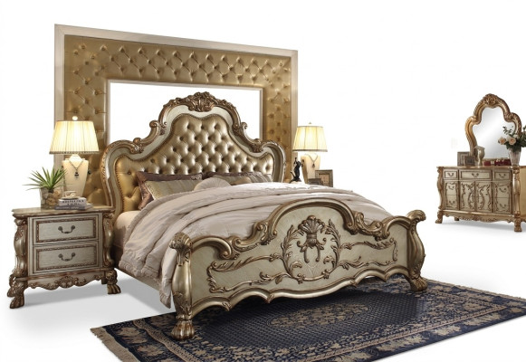 Klasyczne łóżko Barokowe Chesterfield Rokoko Hotel Double Skóra Antyk