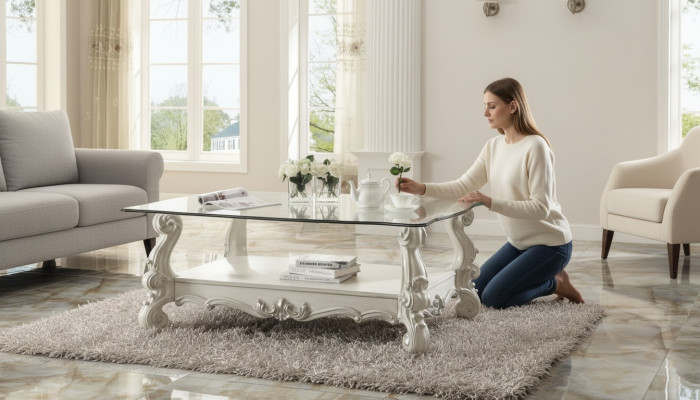 Elegancki design stolika kawowego Stolik, dekoracja sofy do salonu, stolik barokowy