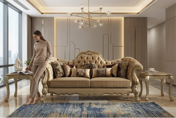 Klasyczne 3 miejsce do siedzenia Sofa Sofa Sofa Podkładka Sofy Sofy Dekoracja Barokowa
