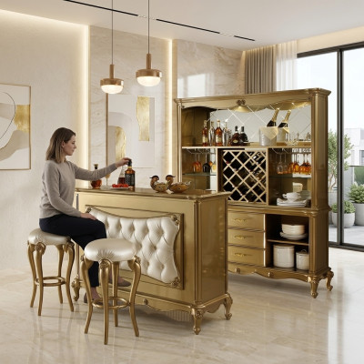 Lady barowe Bar Tabela Drewno Bar stoły Lady Luxury Class Baroque Praca fizyczna Nowe