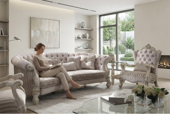 Chesterfield Sofa 4 miejsce do siedzenia Podkładka Luxury Classic Włókienniczy Sofy Baroque