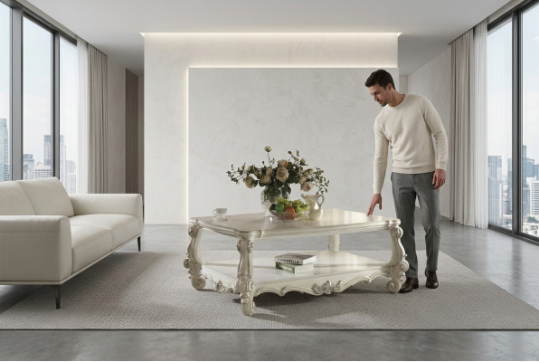 Noble Designer Klasyczny stolik kawowy Deco Stolik Tabela Drewno Baroque