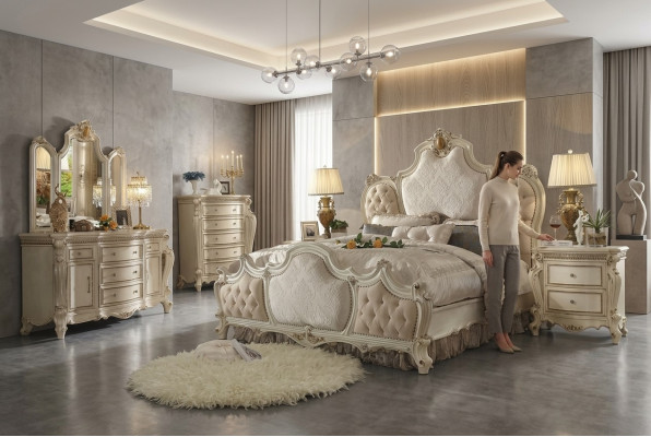 Łóżko Luxury Podkładka Design Łóżko podwójne Małżeństwo Hotel Sleep Pokój Włókienniczy