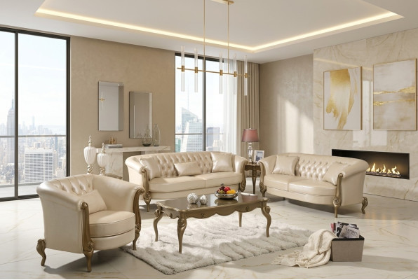 Luksusowe Meble Zestaw sofowy Sofa Podkładka 3+2+1 miejsce siedzące z stolikiem kawowym Kanapy