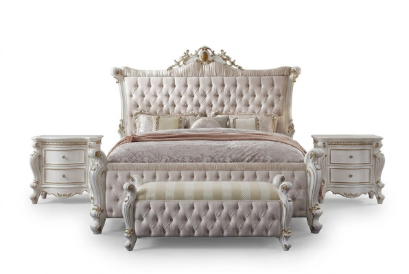 Zestaw Chesterfield Sypialnia 3 sztuki. Ustawić łóżko + 2x Szafki nocne w stylu barokowym