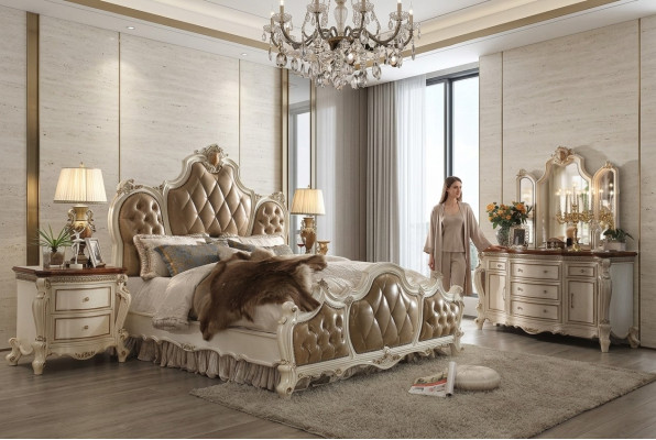 Classic Łóżko Podwójne łóżko Design Łóżko 2x Szafki nocne Łóżko Nowość