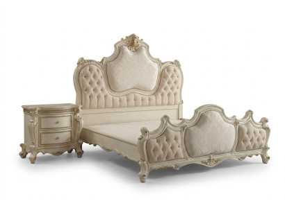 Klasyczne łóżko Barokowe Chesterfield Rokoko Hotel Style Double Skóra Antyk