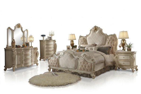 Łóżko 2x Stolik nocny 3 szt. Sypialnia komplet luksusowy design łóżko Chesterfield