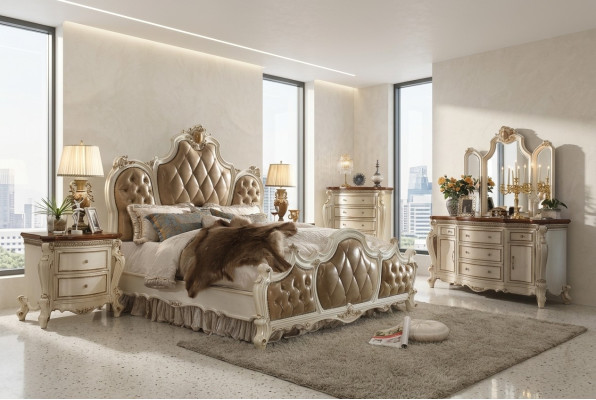 Luksusowe łóżko Chesterfield Skóra Royal Palace Łóżko Hotel Podwójne łóżko