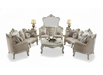 Półokrągła czteroosobowa kanapa do salonu Włókienniczy barokowa luksusowa sofa w stylu rokoko