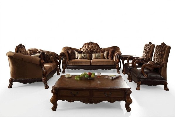 Kompletny zestaw Zestaw sofowy 3 2 1 1 miejsce do siedzenia + stolik kawowy Baroque Drewno