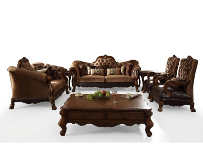 Kompletny zestaw Zestaw sofowy 3 2 1 1 miejsce do siedzenia + stolik kawowy Baroque Drewno