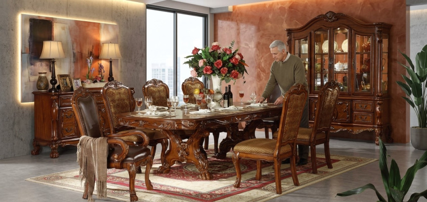 Design Stół obiadowy jadalnia 8 krzeseł Grupa Krzesło stoły Drewno Tabela
