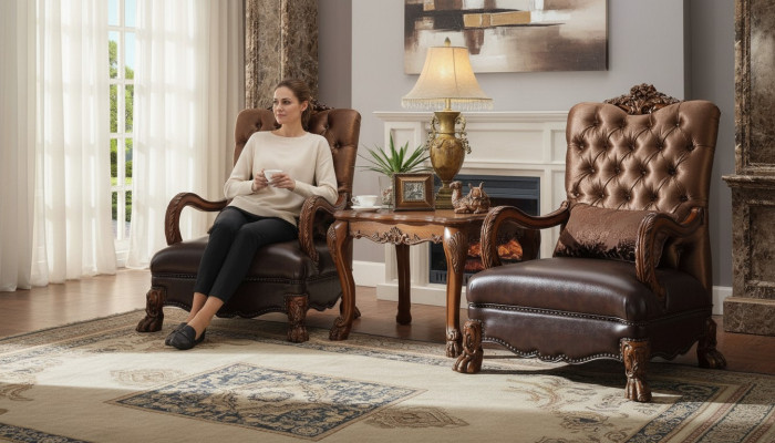 Fotel Designer Krzesło Podkładka Relex Materiał Włókienniczy Skóra Lounge New Chesterfield