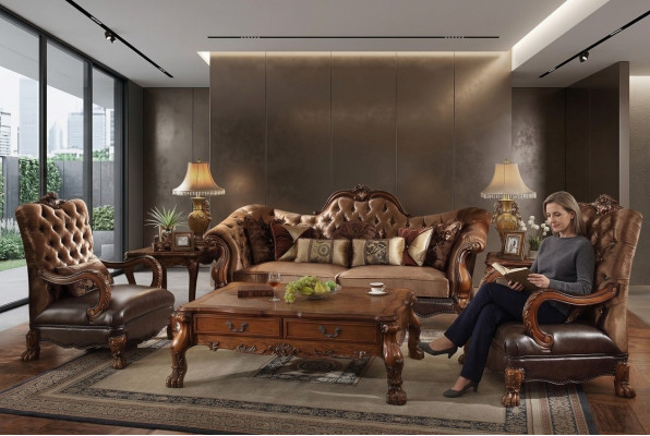 Sofa Chesterfield 2-osobowa Luksusowa Podkładka Sofy Design Włókienniczy Dwumiejscowa Drewno