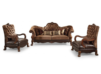 Sofa Chesterfield 2-osobowa Luksusowa Podkładka Sofy Design Włókienniczy Dwumiejscowa Drewno