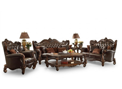 Podkładka Ustawić Grupa Drewno Rzeźbione Meble Zestaw sofowy 3+2 Siedziba Sofa