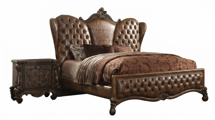 Chesterfield Łóżko 2x Szafki nocne 3szt. Zestaw Meble Barokowe Rokoko Zestaw Sypialnia