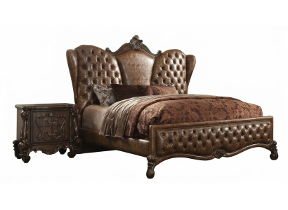 Chesterfield Łóżko 2x Szafki nocne 3szt. Zestaw Meble Barokowe Rokoko Zestaw Sypialnia