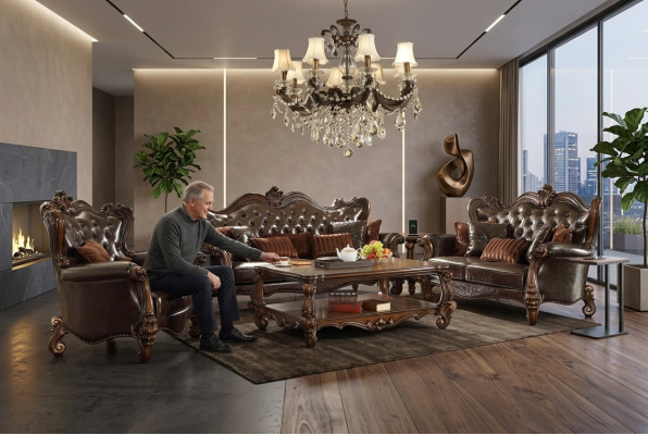 Luksusowy zestaw sofowy Chesterfield 3+2+1 miejsce do siedzenia + stolik kawowy Meble Couch