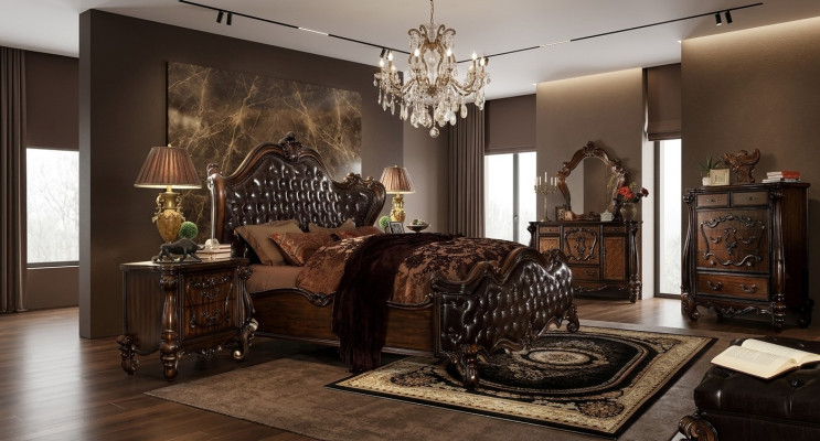 Zestaw Sypialnia Klasy Luksusowej Barokowy Rokoko Łóżko Decor Podwójne łóżko