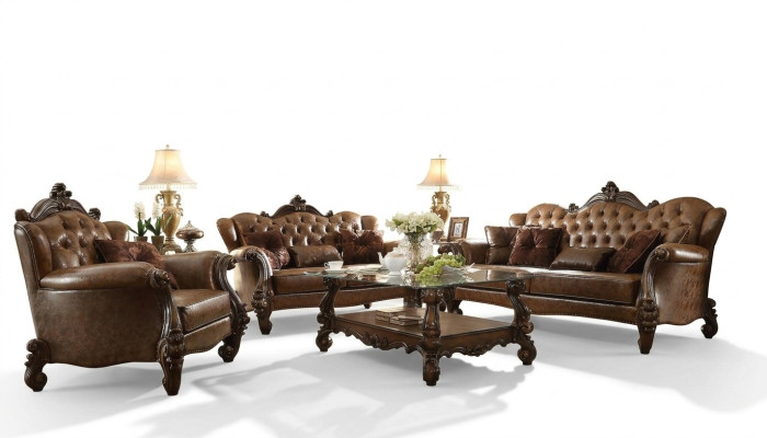 Sofa skórzana w stylu barokowym Rokoko Skórzana kanapa Sofa Podkładka Siedziba 3 miejsce siedzące trzyosobowa