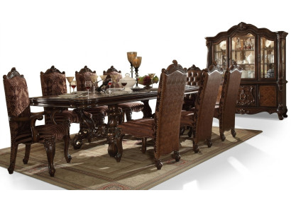 Krzesła skórzane Chesterfield Classic Brown Luxury x8 szt. Zestaw Krzesło