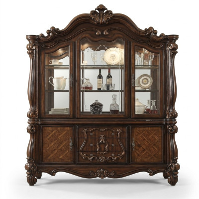 Luksusowa Gablota prezentuje szafkę narożną Szafa Drewno z witryną narożną Szkło New Baroque