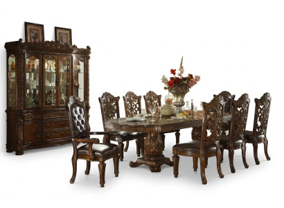 jadalnia Kompletny zestaw Tabela Kredens 8x Krzesła Gablota Baroque Ustaw