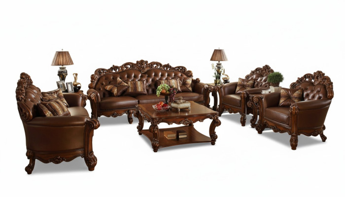 Kompletny zestaw Zestaw sofowy 5 sztuk. stolik kawowy Sofa Couch Drewno Żywy krajobraz