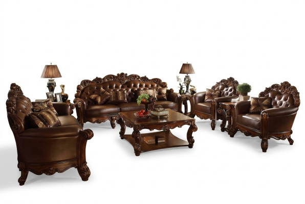 Skórzana sofa Zestaw sofowy Zestaw Ustaw Couch Grupa Chesterfield Sofa Baroque