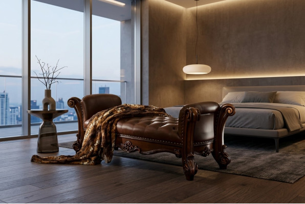 Siedziba Podkładka Ławka Podkładka Siedziba Stołek Ławka Skóra Drewno projektanta w stylu Chesterfield