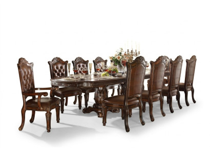 Luksusowa jadalnia w stylu barokowym Ustaw Designerski Stół obiadowy z krzesłami Brown Chesterfield