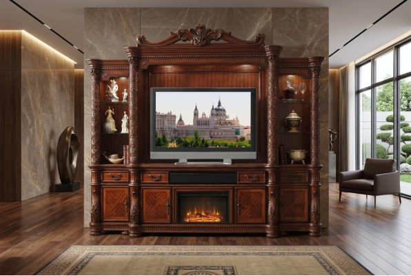 Designerski Salon Klasyczny Dekoracyjny Telewizor Ścienny Ściana TV Media