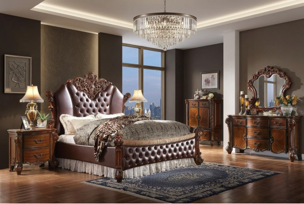 Łóżko 2x Szafki nocne 3 szt. Zestaw Meble Barokowe Rokoko Sypialnia 180x200