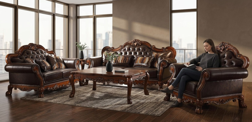 Classic Ustawić 3+2+1 miejsce do siedzenia Zestaw sofowy Sofa Sofa Skóra Sofa