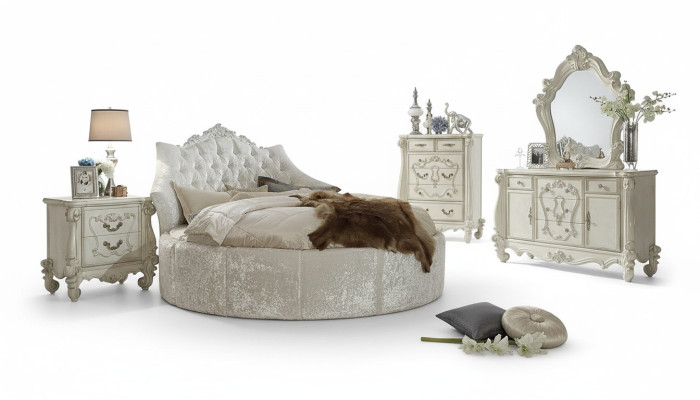 Okrągły Aksamit Łóżko Chesterfield Luxury Podkładka Okrągłe łóżko Materiał Włókienniczy Hotel